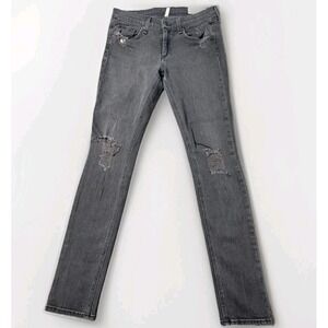 Rag & Bone Intermix Skinny Jeans Women's 28 Black Distressed Stretch Denim